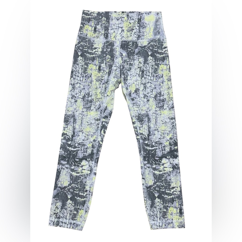 lululemon athletica Gray & Lime Abstract Print Leggings (Sz6)